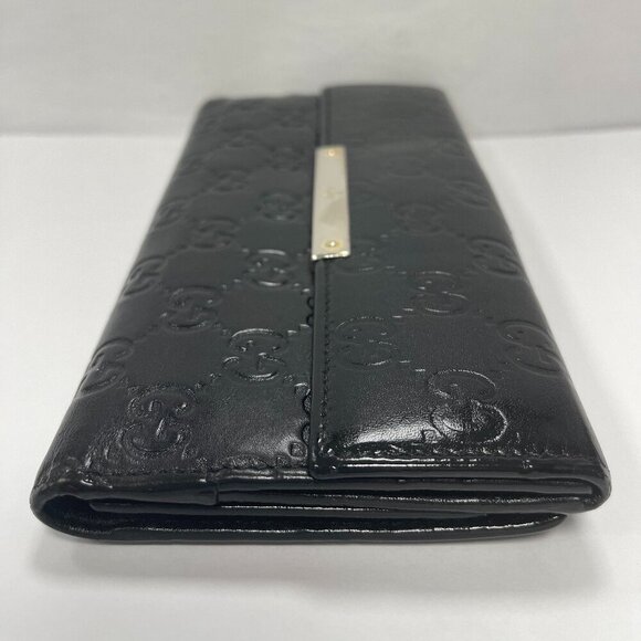Gucci Guccissima Margaux Black Calfskin Leather Continental Wallet - Preowned - Picture 5 of 13